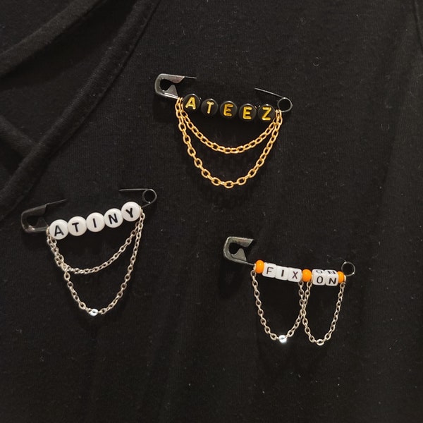 Ateez Inspired Safety Pins with Chains