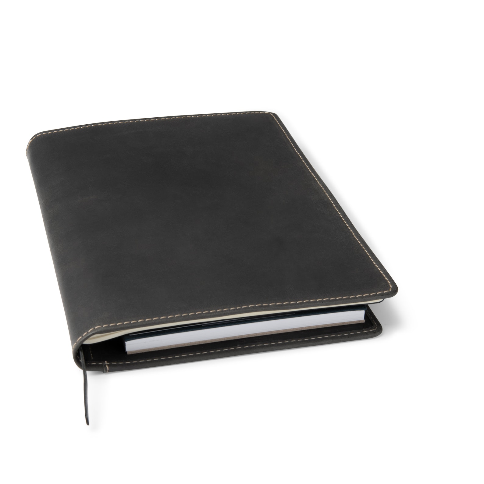 Black Leather B5 Journal Cover. Leather Portfolio and Padfolio, Holds