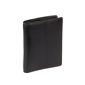 Portefeuille pour homme en cuir. Portefeuille vertical -10 fentes. Portefeuille moderne en cuir de première qualité bicolore noir et marron.