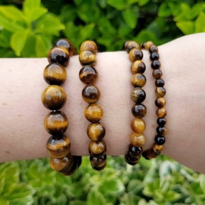 Tiger Eye Bracelet Custom size With Natural Stone Crystal Beaded Bracelet 10mm 8mm 6mm 4mm image 3