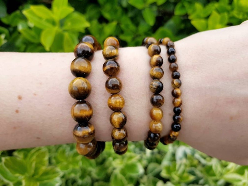 Tiger Eye Bracelet Custom size With Natural Stone Crystal Beaded Bracelet 10mm 8mm 6mm 4mm image 3