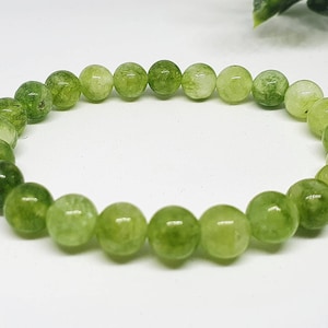 Green Peridot Jasper Natural Stone Bracelet 8mm, Energy Unisex Purple Bracelet, Healing Gemstone Crystals