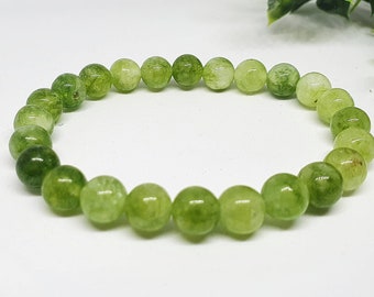 Grün Peridot Jaspis Naturstein Armband 8 mm, Energie Unisex Lila Armband, Edelsteinkristalle