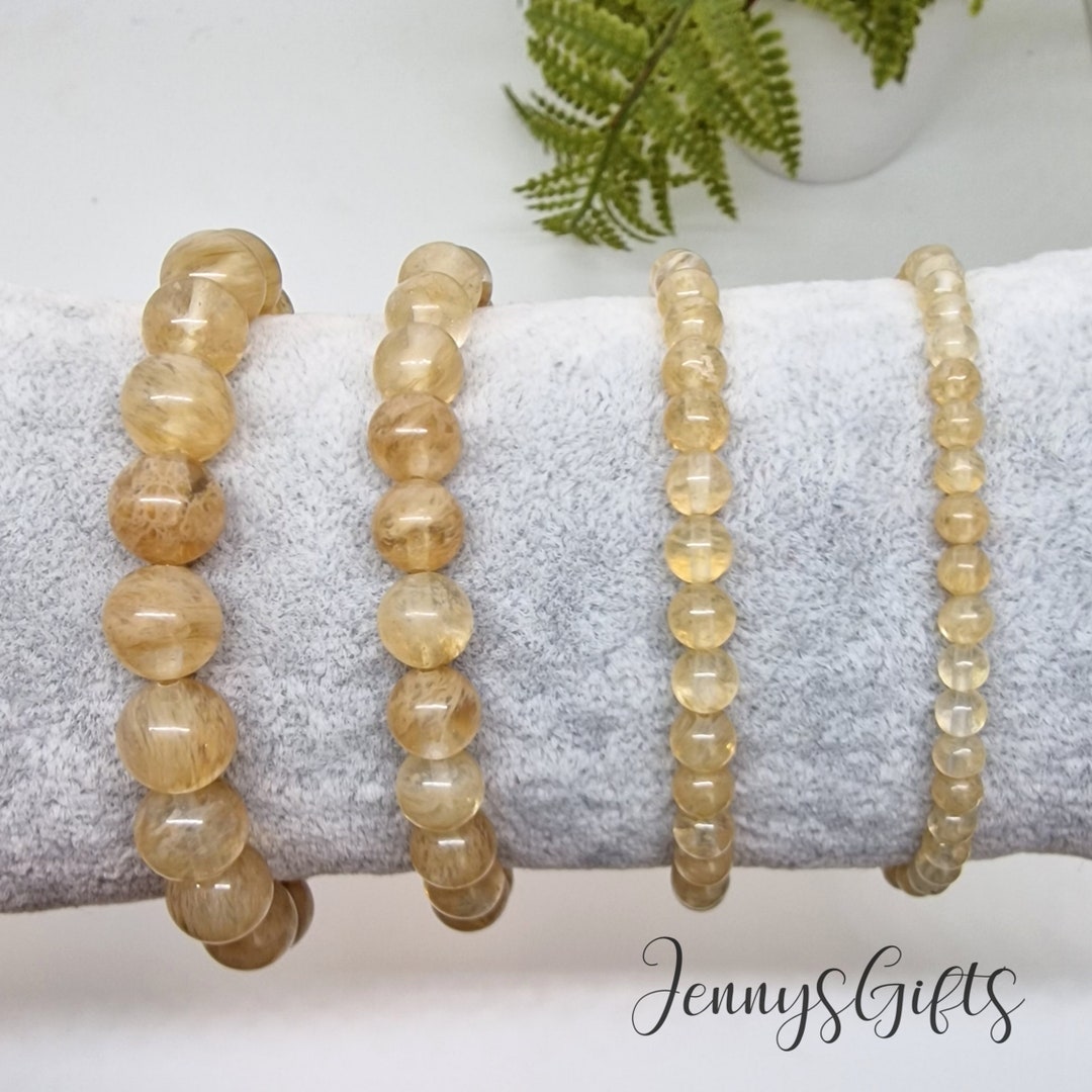 Natural Yellow Citrine Bracelet With Stretchable Elastic For