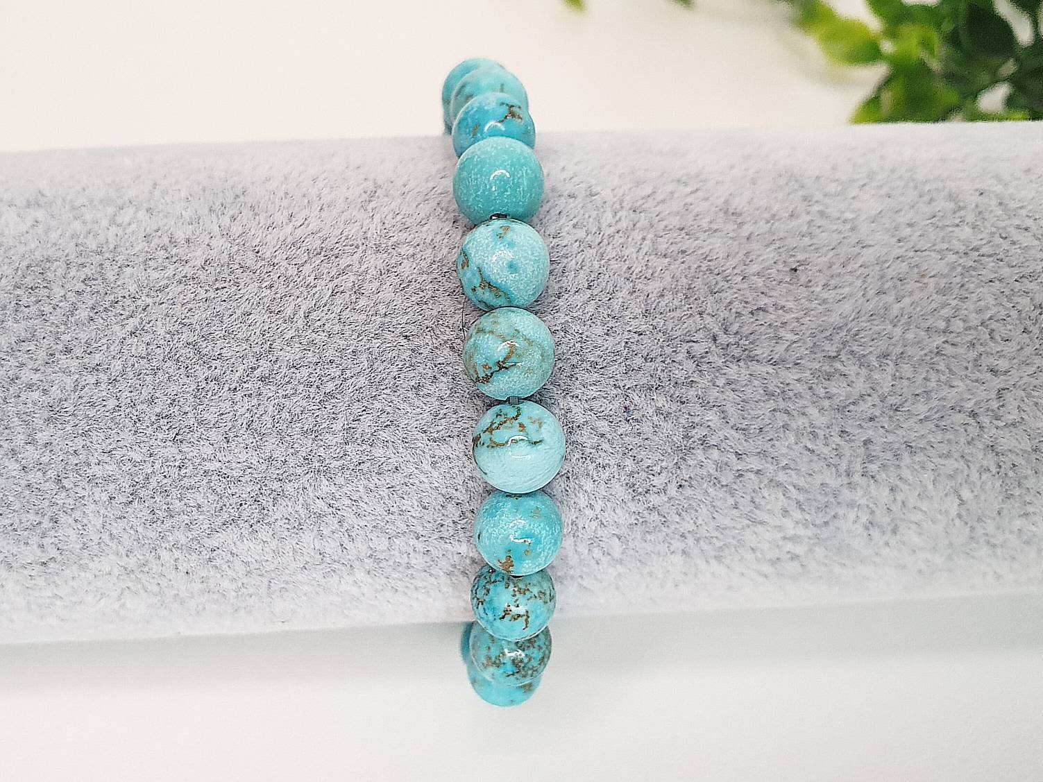 Bracelet Perles Jaspe Turquoise à Facettes - Fait Main, Taille Sur Mesure (env. 18.5-19 Cm) | Pierre Naturelle, élastique Doublé