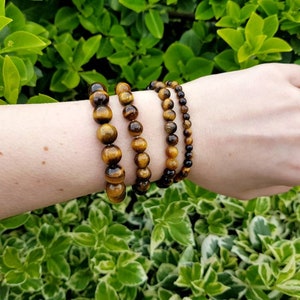 Tiger Eye Bracelet Custom size With Natural Stone Crystal Beaded Bracelet 10mm 8mm 6mm 4mm image 4