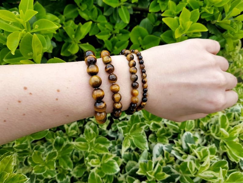 Tiger Eye Bracelet Custom size With Natural Stone Crystal Beaded Bracelet 10mm 8mm 6mm 4mm image 4