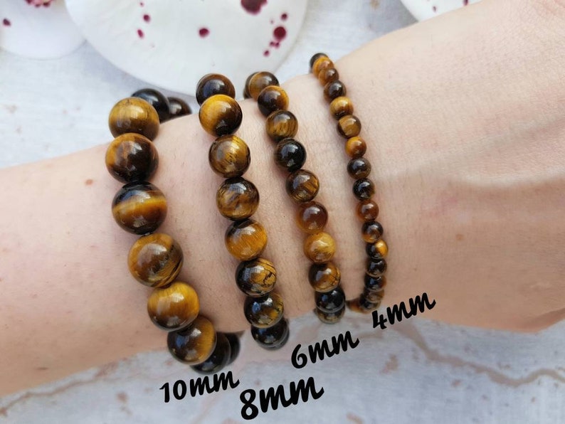 Tiger Eye Bracelet Custom size With Natural Stone Crystal Beaded Bracelet 10mm 8mm 6mm 4mm image 2