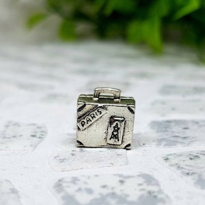 Podróż Wakacyjny Bagaż Walizka Paryż S925 Srebrny Zawieszka Charms do Bransoletki