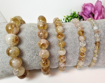 Gele citrien kralenarmband: natuursteenkristal, aangepast formaat