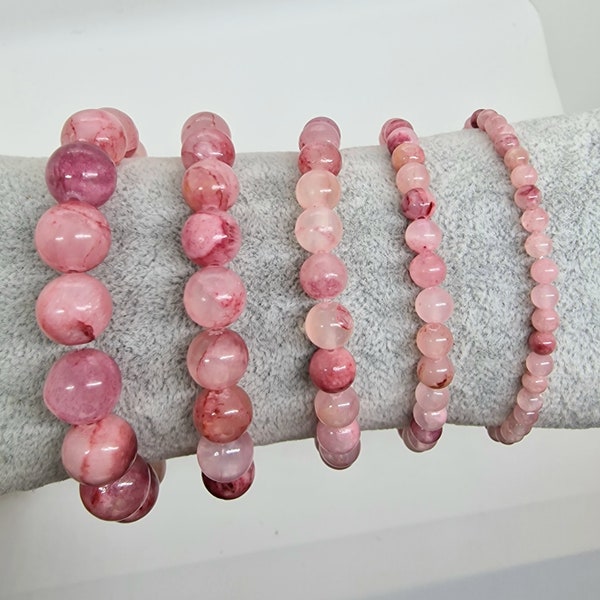 Pink Persian Jade Crystal Quartz Bracelet Custom Size With Natural Stone Crystals Beaded Bracelet 12mm 10mm 8mm 6mm 4mm