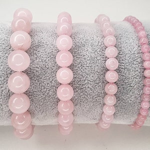 Rose Quartz Beaded Bracelet: Custom Size Natural Stone Crystal