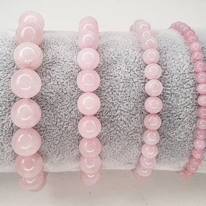 Pink Rose Quartz Bracelet Custom size With Natural Stone Crystal Beaded Bracelet 12mm 10mm 8mm 6mm 4mm image 1