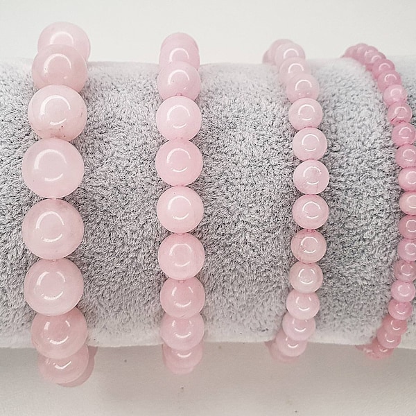 Pink Rose Quartz Bracelet Custom size With Natural Stone Crystal Beaded Bracelet 12mm 10mm 8mm 6mm 4mm