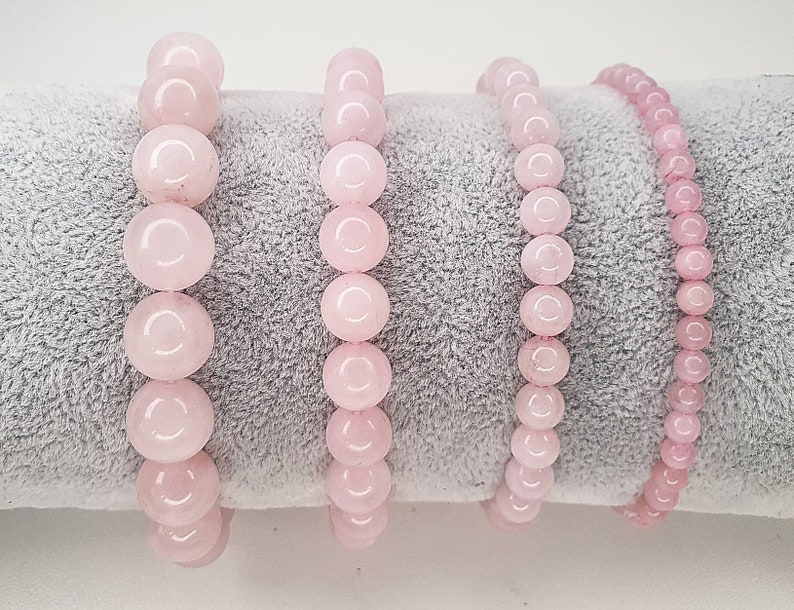 Pink Rose Quartz Bracelet Custom size With Natural Stone Crystal Beaded Bracelet 12mm 10mm 8mm 6mm 4mm image 1