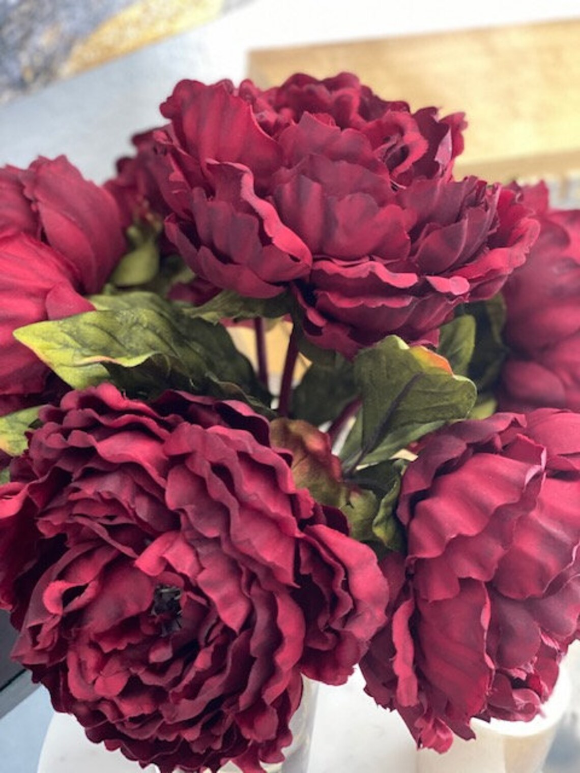 Silk Peony Flower Red Peonies Real Touch Peonies Etsy