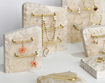 Natural Limestones with Fossils Jewelry Display, Jewelry Display Set, Earring Display, Earring Stand, Gold Earring