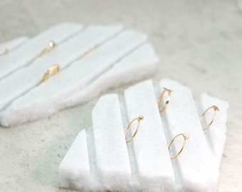 White Dolomite Limestone Ring Display: Sparkly Jewelry Holder Set