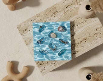 Blue Wave Ring Holder Stand, Minimalist Display for Boutique and Vanity