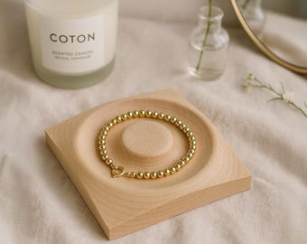 Wooden Bracelet Display Tray | Natural Wood Jewelry Organizer | Handcrafted Square Ring Holder | Photography Prop