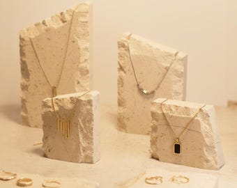 Fossil Stone Jewelry Display Set – Limestone Photography Props