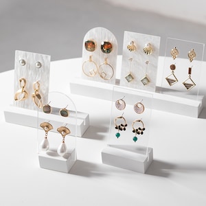 White Plaster Earnings Display, Elegant Rings Display, Photo Stand, Card Stand, Minimal Jewelry Display Set