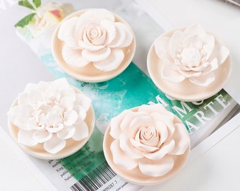 Handmade Flower Ceramic Stone Diffuser aromatherapy essential oil | Home decor | Rose/Lotus/Peony