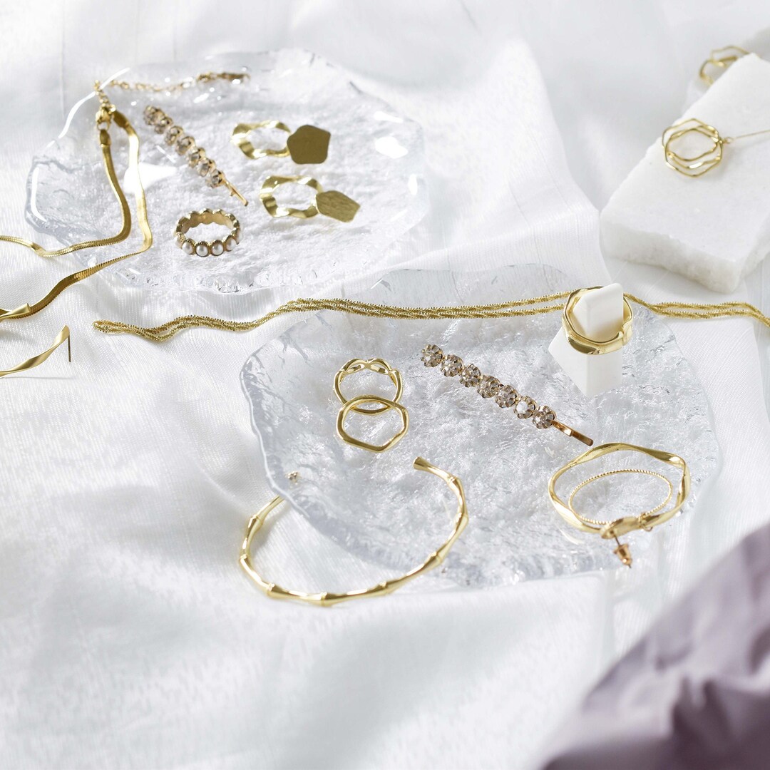 Glass Shape Rings Display Hammered Glass Jewelry Display Set: Ring, Earring, Necklace Stand - Etsy
