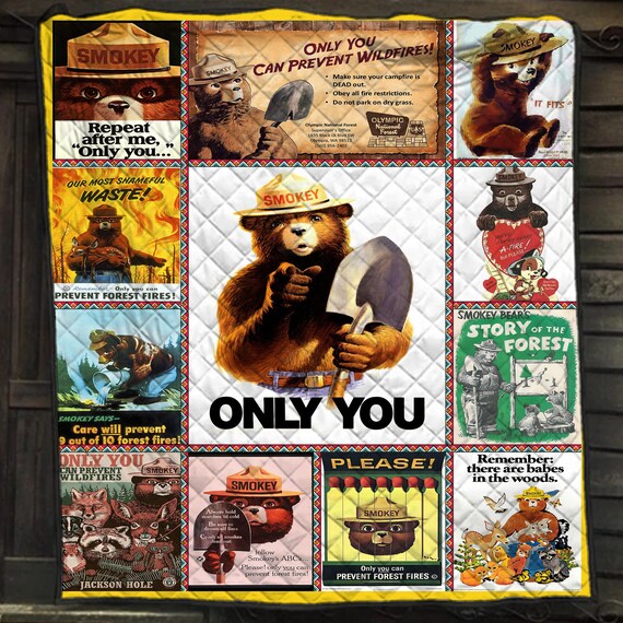 Smokey Bear Quilt Blanketsmokey Bear Only You Repeat After Me Etsy UK