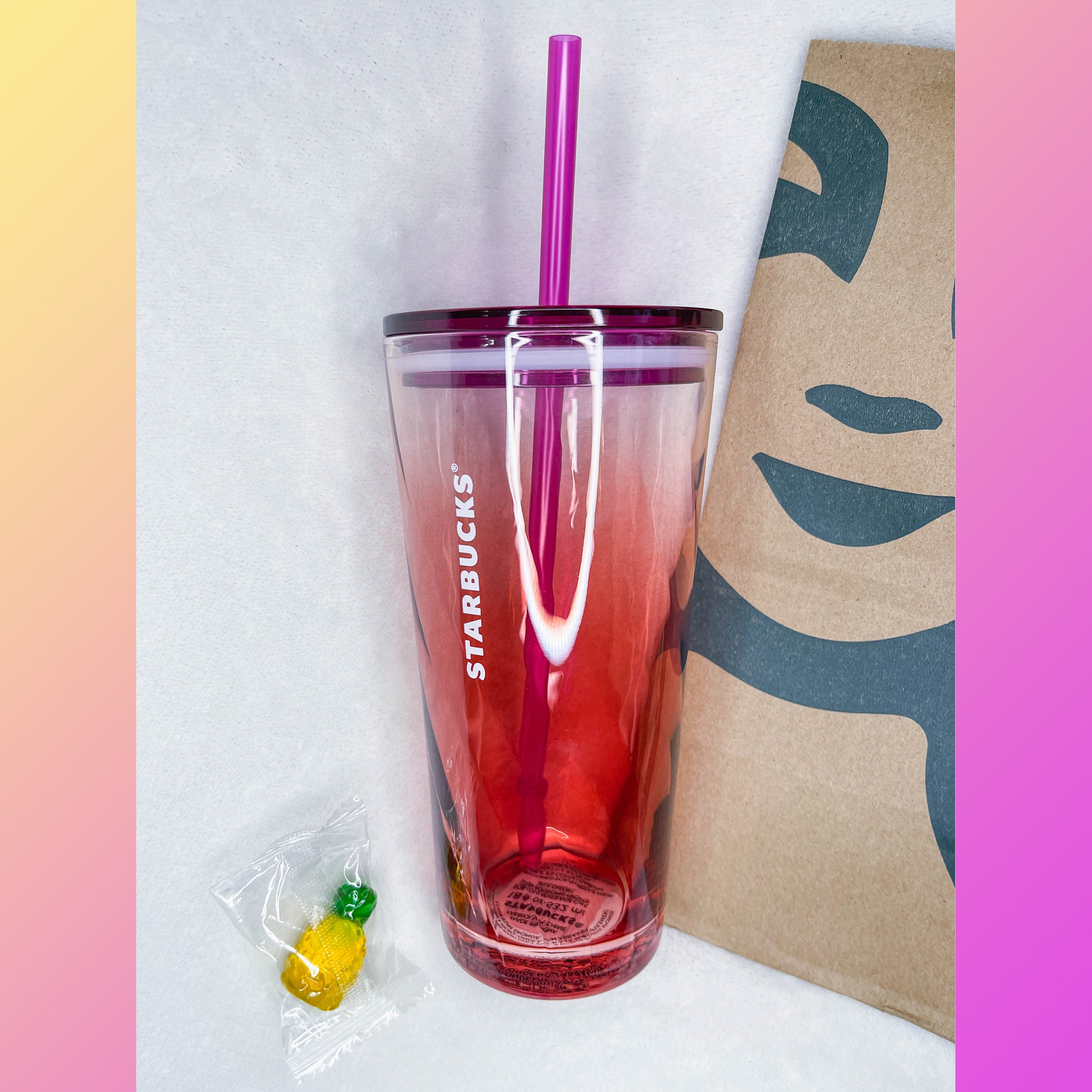 Starbucks 2021 Spring Release Pink Glass Twist Ombre 18 Oz 