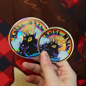 Levez l'enfer ! | Baphomet | Autocollant holographique en vinyle résistant aux intempéries | Satan | Satanique