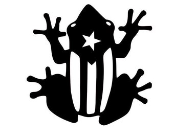 Coqui Puerto Rico Flag Decal, Free Shipping, Choose Size & Color