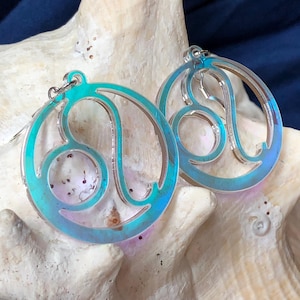 Iridescent Leo Zodiac Sign Earrings: Celestial Witchy Jewelry