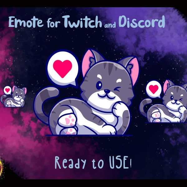 Kawaii Love You Kitty Emote for Twitch or Discord