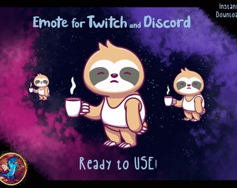 Coffee Sloth Emote for Twitch or Discord