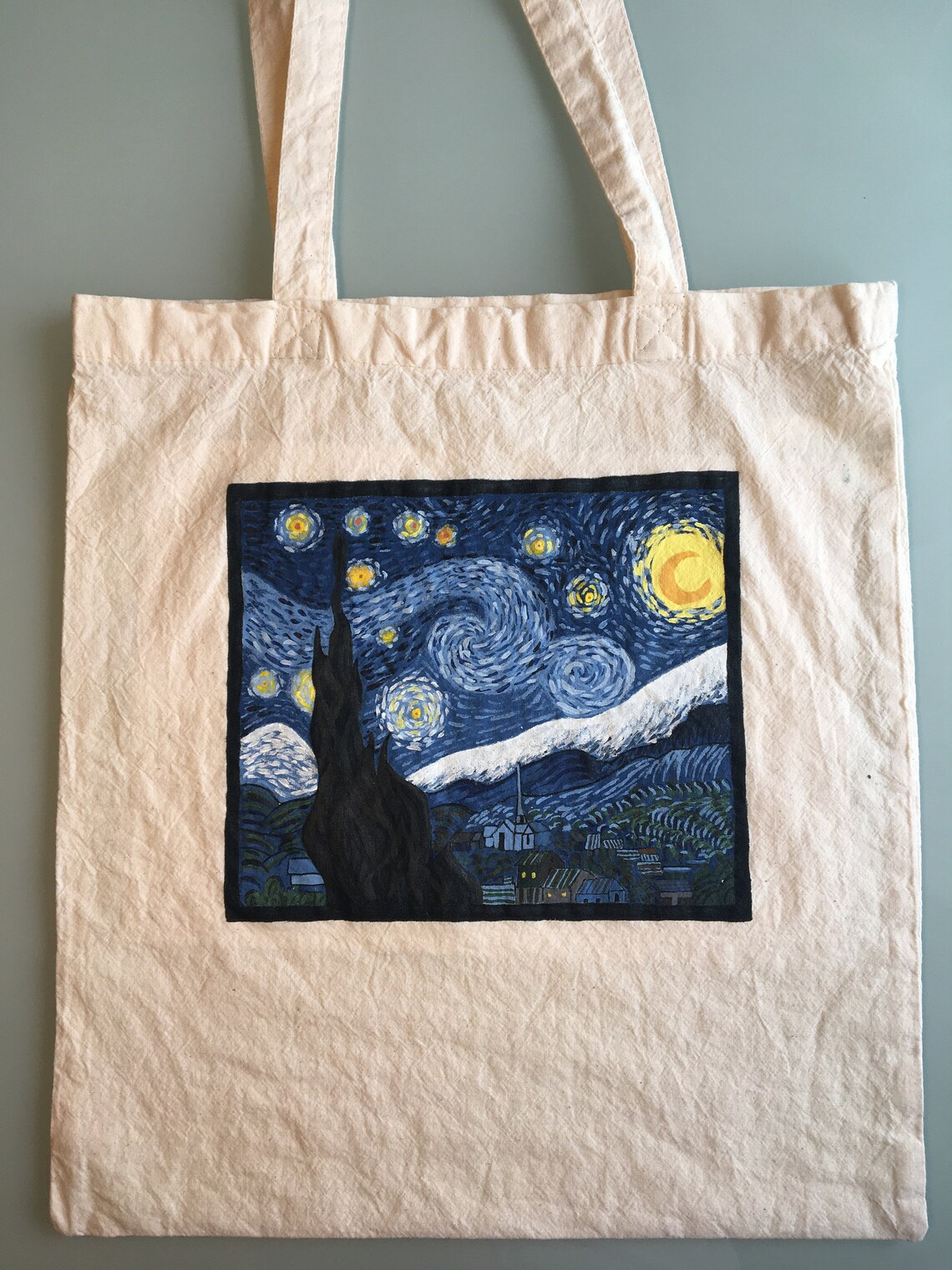Painted Canvas Bag Starry Night de Van Gogh Etsy