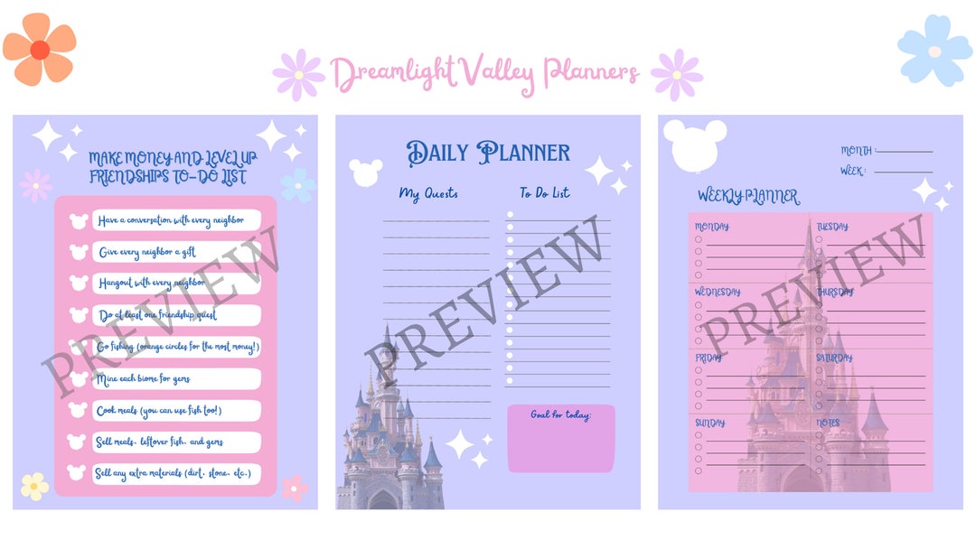 Dreamlight Valley Set of 3 Planners Etsy