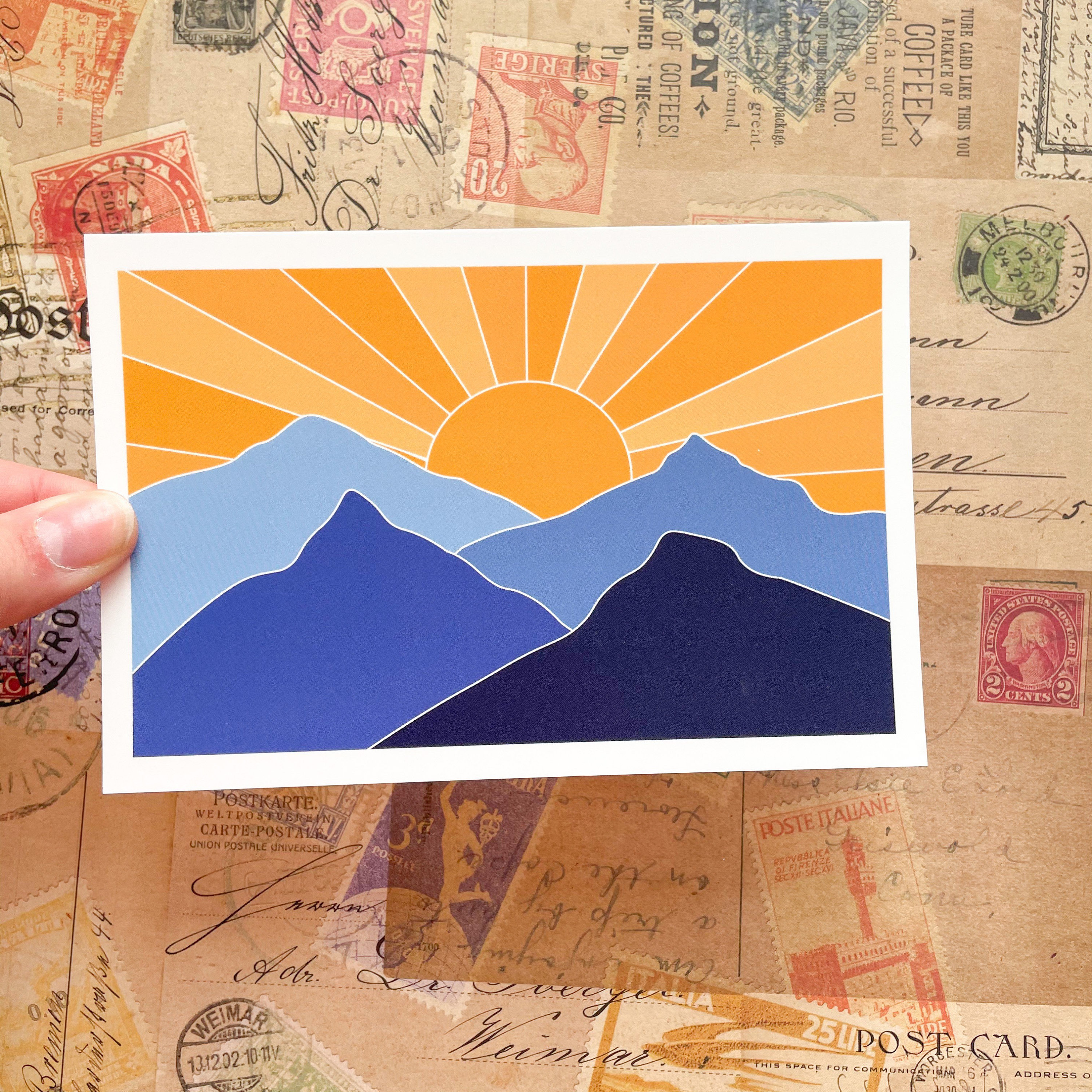 Mountain Postcard Mountain Print Sunrise Postcard | Etsy