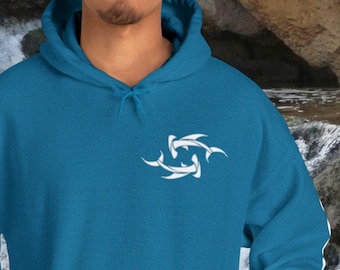 Felpa con squalo Felpa con squalo martello carino stampa anteriore e manica sinistra Stampa abbigliamento regalo per amante degli squali squalo martello