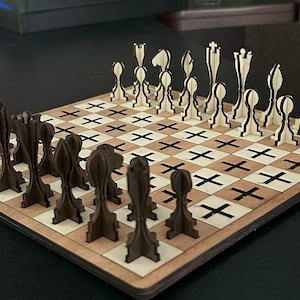 Laser Cut Chess Set Digital Download | file to make chess set laser cut files custom chess set chess pieces and board SVG chess set DXF file