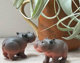 Hippo figurine Hippo art miniature Hippo gift figurine Hippopotamus figure