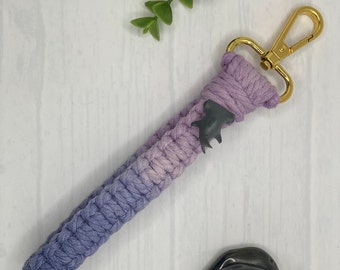 Shark Keychain Wristlet | Ombre Macrame Wristlet with Cute 3D Printed Hammerhead Shark Charm Colorful Keychain Bag Tag Baby Shark Keychain