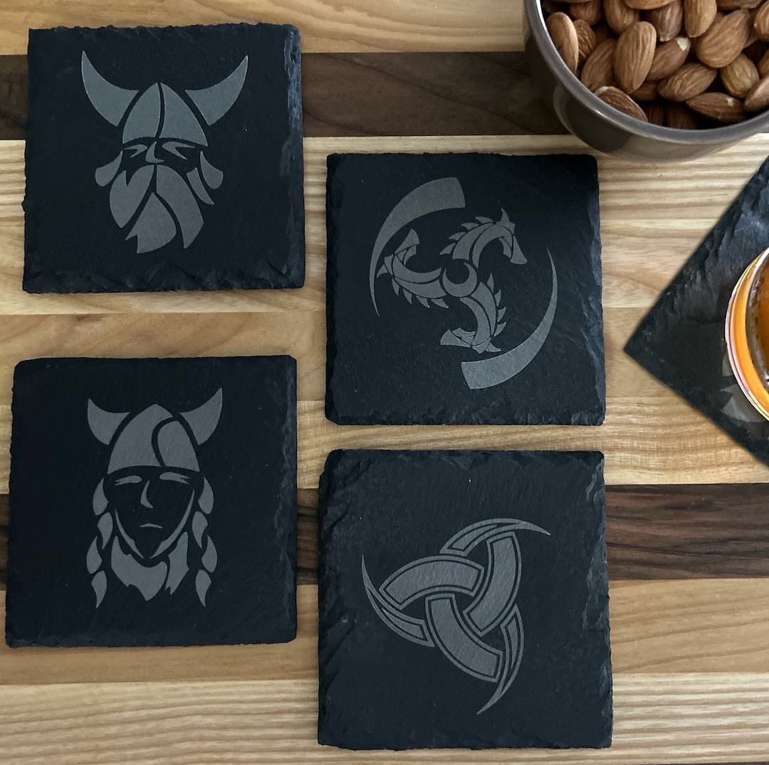 Slate Coasters Viking Coaster Set Norse Vikings Slate Etsy