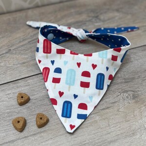 Dog Bandana Popsicle red white blue bandana for dogs summer dog accessories dog gift dog lover gift dog mom tie dog bandana snap bandana