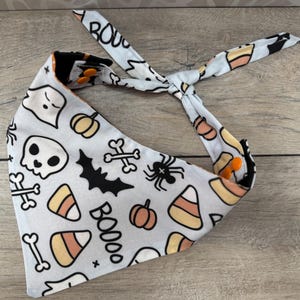 Candy Corn Boo and Skeleton Dog Bandana tie dog bandana snap dog bandana Halloween dog bandana Fall dog accessories gift dog lover gift