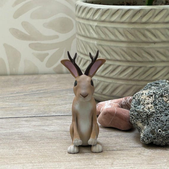 Jackalope figurine cute cryptid fun gift mythical creature figure bunny art cute jackalope
