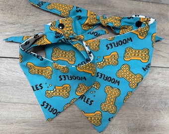 Doggie Waffles Dog Bandana tie dog bandana snap dog bandana funny dog bandana foodie dog bandana dog bandana dog accessories gift dog lover
