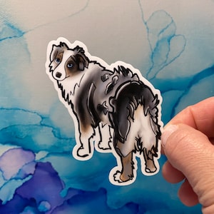Australian Shepherd sticker Aussie mom gift Wiggle-butt sticker Aussie gifts Blue Merle Australian Shepherd waterproof sticker dog lover