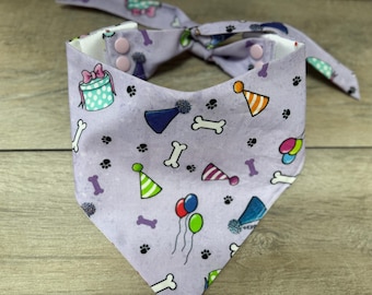 Purple Happy Birthday Dog Bandana tie dog bandana snap dog bandana girl birthday party girl dog bandana dog accessories gift dog lover gift