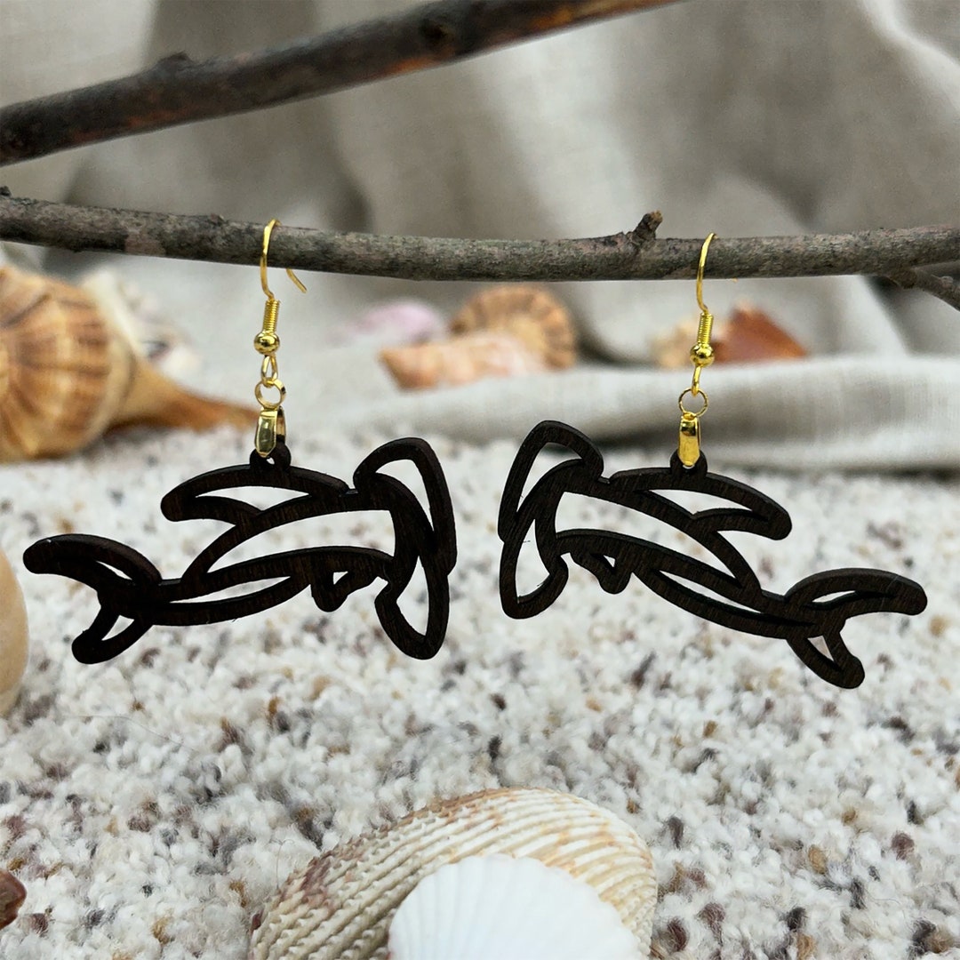 Shark Earrings V2 Hammerhead Shark Wooden Earrings Dangle - Etsy